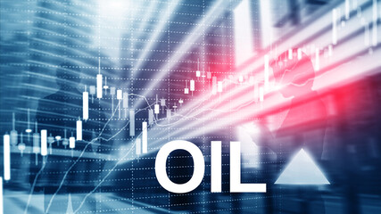 Sticker - Oil trend up. Crude oil price stock exchange trading up. Price oil up. Arrow rises. Abstract business background