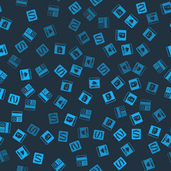 Set Programming language syntax, Software, Cloud technology data transfer and Debugging on seamless pattern. Vector