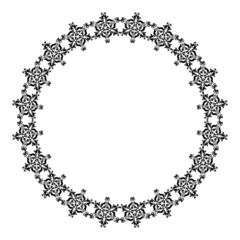 Poster - Black and white vector round pattern. Frame. Oval borders. Elegant decor in oriental style. For laser cutting, tattoo, marquetry, logo for yoga, icons, lace.