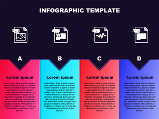 Sticker - Set line JPG file document, DOC, MP3 and TXT. Business infographic template. Vector