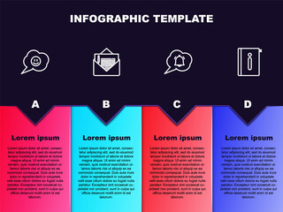 Poster - set line speech bubble with smile face, envelope, chat notification and user manual. business infogr