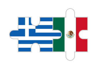 puzzle pieces of greece and mexico flags. vector illustration isolated on white background