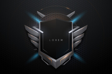 Wall Mural - metal technology badge template with light effect