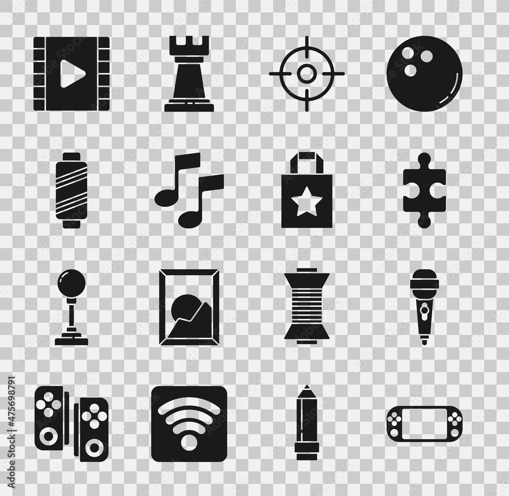 Set Portable video game console, Microphone, Piece of puzzle, Target ...
