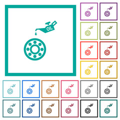 Sticker - Oiler can and bearings flat color icons with quadrant frames