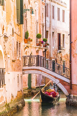 Wall Mural - Narrow canal and Gondola in Venice, Veneto, Italy