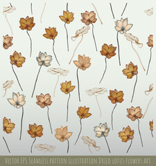 Wall Mural - Seamless dried lotus flowers