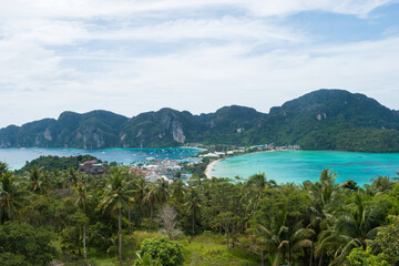 phi phi islands, thailand - beautiful view from this observatory in the main island at phi phi