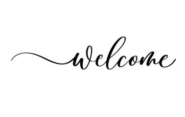 Wall Mural - welcome - calligraphic inscription with smooth lines.