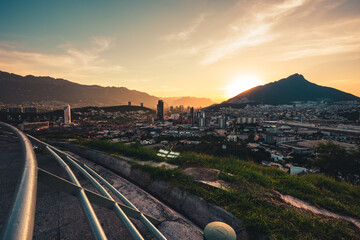 Wall Mural - view of monterrey at sunset. mexico.