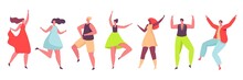 Dancing Characters, Young People Dance At Party Or Club. Friends Having Fun And Celebrating Together, Men And Women Dancers Vector Set. Boys And Girls Spending Leisure Time With Joy