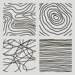 Poster - Set of hand drawn textured seamless patterns. Simple textures for background. Vector illustration