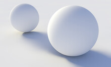 Two Spheres Perspective White Background Minimalist Balance