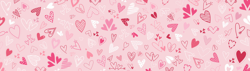 heart love doodle background. handwritten amour wallpaper template. valentine celebration. stock vec