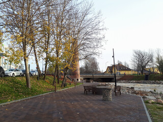 Wall Mural - Scenic shot of the Keravanjoki river in Vantaa city, Finland, surrounded by a park