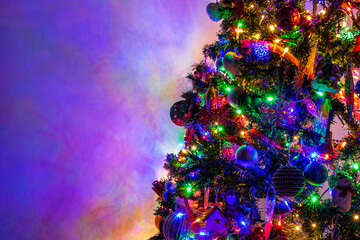 Poster - Decoration in Christmas tree with Christmas lights