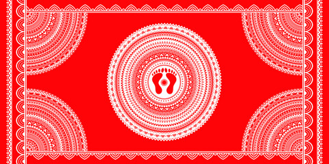 Wall Mural - Aipan Design pattern for india festival vector red and white color
