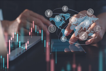 Wall Mural - Forex Currency Trading Concept. Financial Markets and Global Economy, Business Financial and Forex Concept