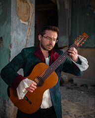 Sticker - Serbian man in glasses playing guitar