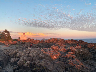 Sticker - Beautiful landscape with a lighthouse at sunset