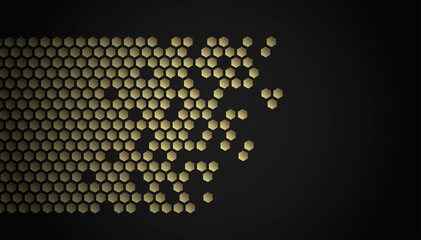 Poster - abstract golden hexagon in grey modern luxury futuristic background vector illustration.
