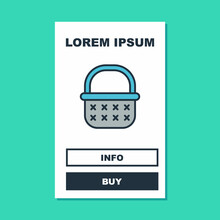 Filled Outline Wicker Basket Icon Isolated On Turquoise Background. Vector