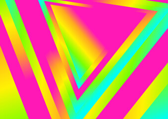 Poster - Abstract Geometric Pink Green and Yellow Gradient Background
