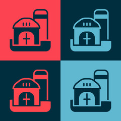 Wall Mural - Pop art Farm house icon isolated on color background. Vector