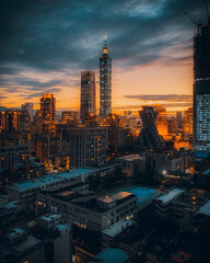 Wall Mural - mesmerizing scene of taipei city view with skyscrapers in taiwan at sunset