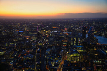 Poster - Aerial view of illuminated London at night