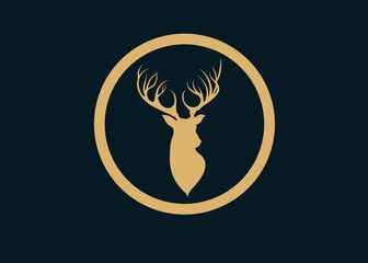 Poster - Deer logo. Deer silhouette. Deer with antlers clipart.