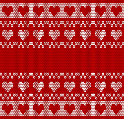 Christmas seamless pattern. Red knitted sweater texture christmas background. Vector.