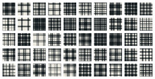 Black And White Seamless Pattern Design. Set Vector Background, Buffalo Plaid Fabric Design.