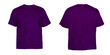 Blank T Shirt color purple on invisible mannequin template front and back view on white background
