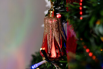 Sticker - Closeup shot of ornaments and decorations on Christmas tree