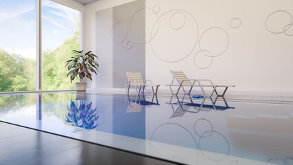 Wall Mural - private indoor pool with sun loungers