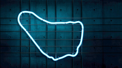 Poster - 3d render of the Barbados map glowing with neon light on a concrete wall background