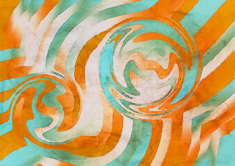 Wall Mural - Blue and Orange Grunge Watercolor Texture