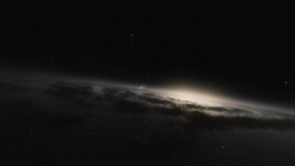 Wall Mural - spaceship flies at the speed of light through a galaxy in space. billions of stars in the milky way 