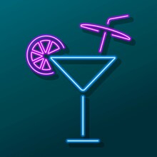Cocktail Neon Sign, Modern Glowing Banner Design, Colorful Modern Design Trend. Vector Illustration.
