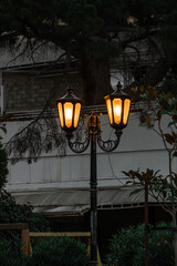 Canvas Print - Vertical shot of lighting street lamps