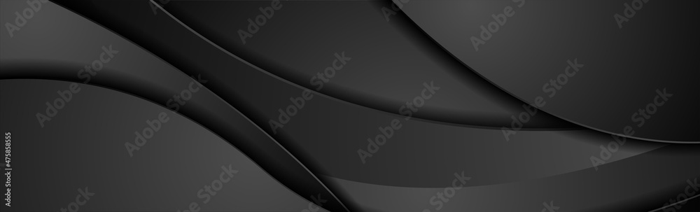 Black abstract tech corporate wavy background. Vector banner design ...