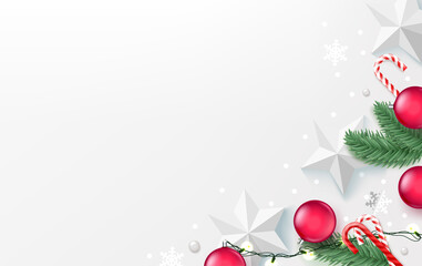 Aufkleber - Christmas greeting card with copy space. 3d illustration