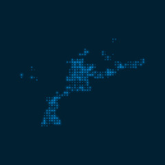 Wall Mural - Virgin Gorda dotted glowing map. Shape of the island with blue bright bulbs. Vector illustration.