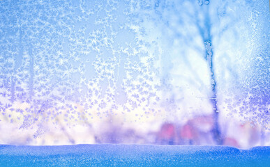 Wall Mural - frozen glass. winter ice pattern on frozen window.