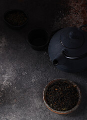 Poster - traditional tea ceremony on dark background