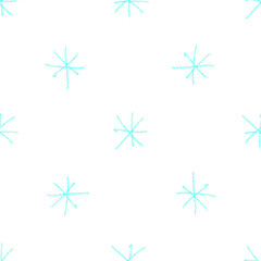 Hand Drawn Snowflakes Christmas Seamless Pattern. Subtle Flying Snow Flakes on chalk snowflakes Background. Amazing chalk handdrawn snow overlay. Decent holiday season decoration.