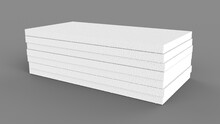 3D Rendering Of Stacked Styrofoam Sheets Isolated On A Gray Background