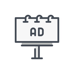Fototapete - Outdoor advertising and billboard color line icon. Street sign with AD vector outline colorful sign.