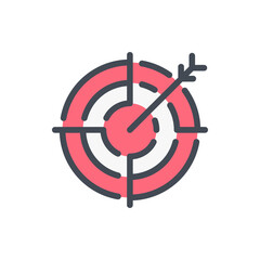 Fototapete - Target color line icon. Target with an arrow in the center vector outline colorful sign.